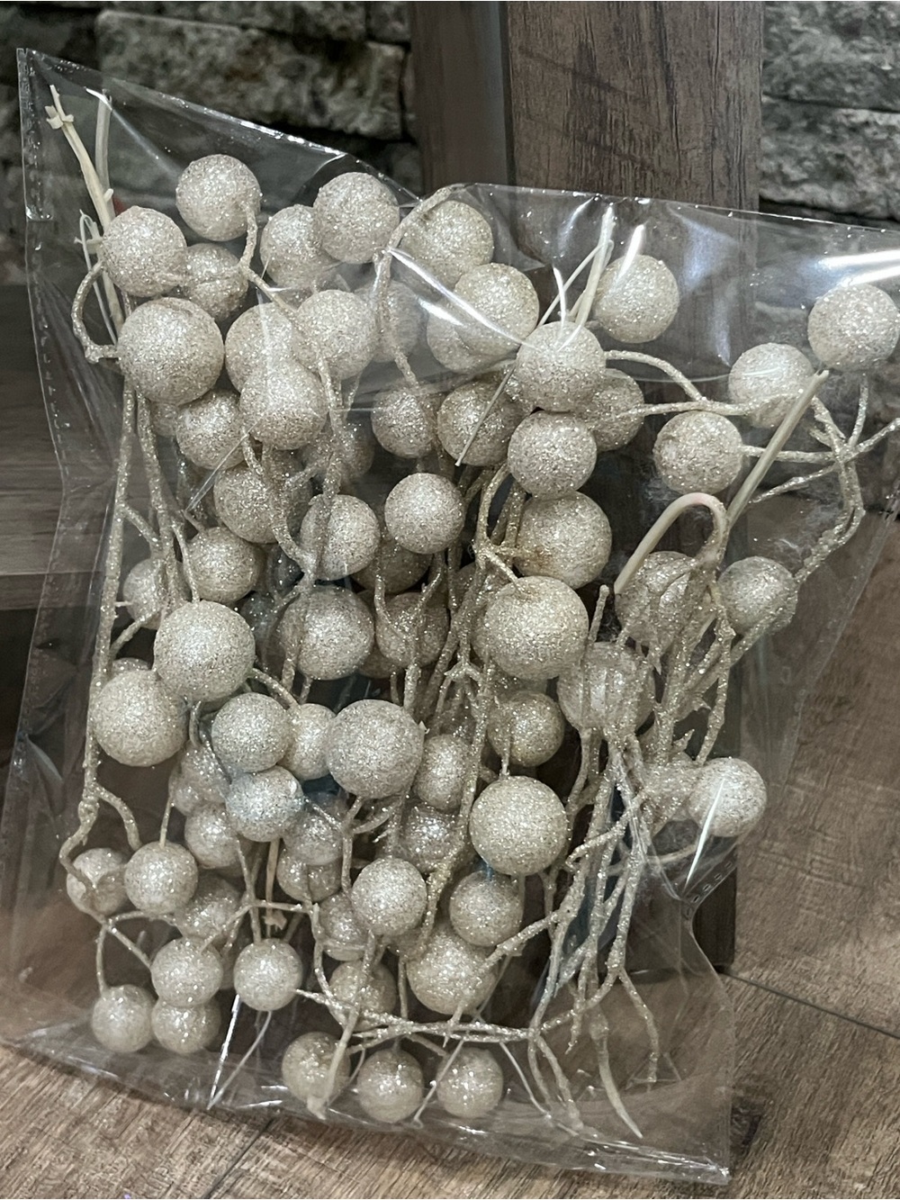 Glitter Ball Holiday Decor - White Glitter Holiday Decor ~EUC~
